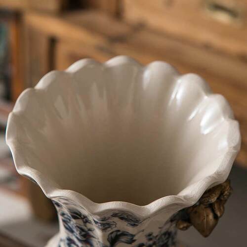 高足摆件创意陶瓷厂家装饰品迪拜美式家居花瓶复古花瓶欧式新品