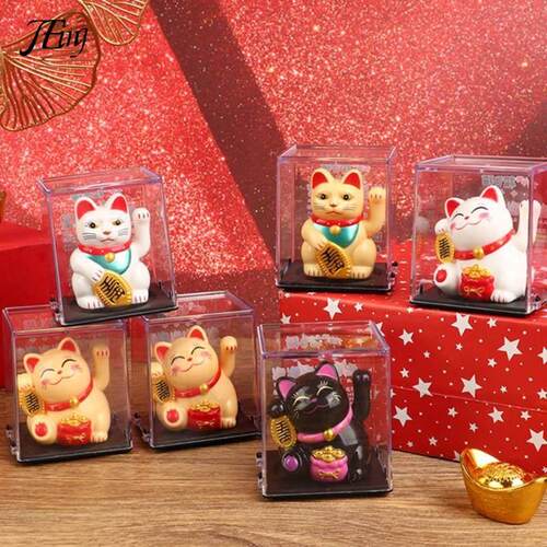 1Pc Mini Fashion Art Craft Solar Miniature Lucky Cat Cartoon