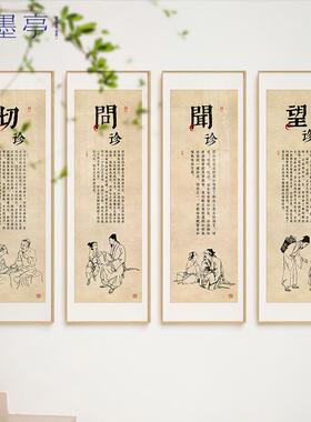 望闻问切 中医院诊所背景墙装饰画新中式高级美容院药店竖版挂画