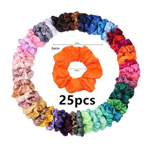 25/10/6/1pc Vintage Satin Scrunchies Girls Elastic Hair Band