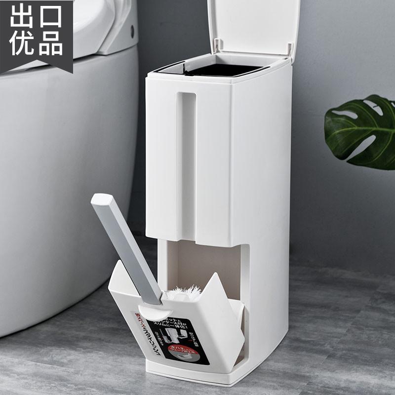 卫生间垃圾桶带盖家用大小号夹缝厕所有盖马桶刷一体纸篓筒