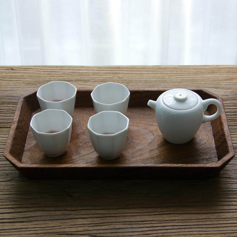 柚木 实木 木质 茶盘 托盘 纯手工雕刻 长方形八角盘