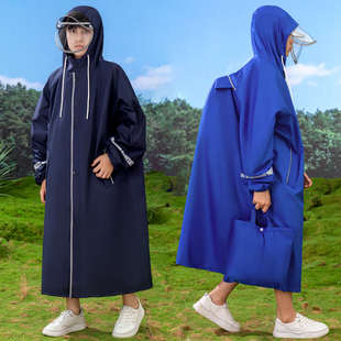 全身上学儿童雨披带书包位初中高中生大童防雨服男女 学生雨衣长款