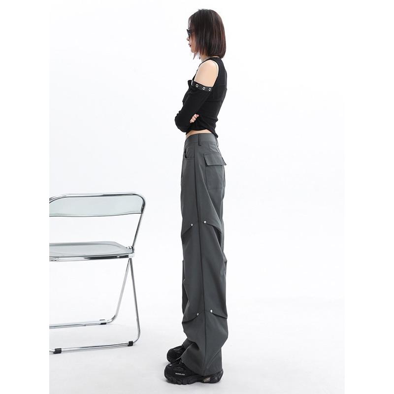 Low profile high waisted wide leg pants for women, loose fit-封面