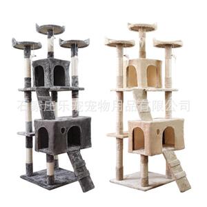 网红热销大型猫爬架木质一体猫抓板 多层猫跳台出口品质宠物玩具