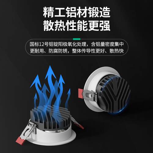 全光谱超薄深杯防眩光led射灯嵌入式薄款矮吊顶开孔75cm家用客厅