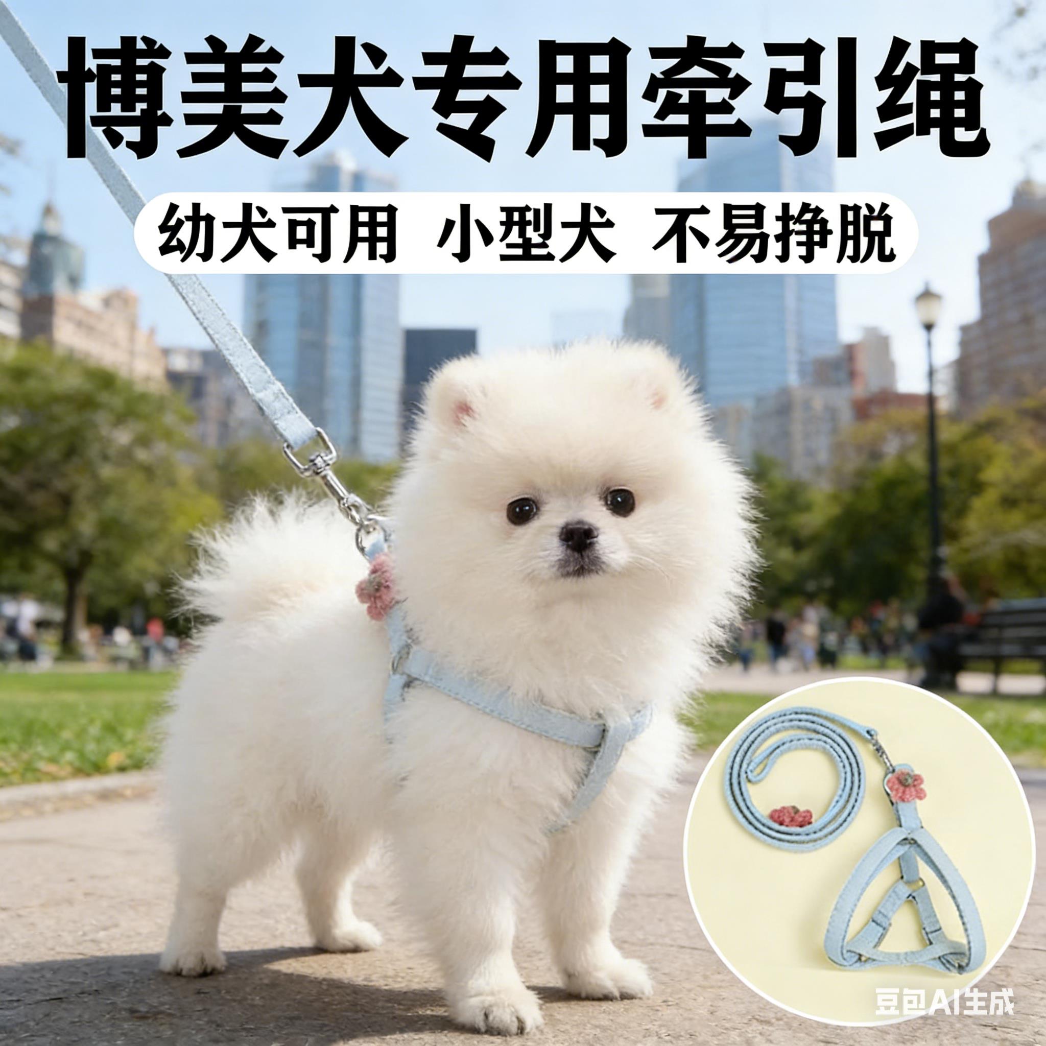 博美犬专用牵引绳胸背防挣脱小型犬幼犬小体狗狗绳子链子宠物用品