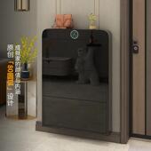 超薄鞋 架 柜轻奢智能消毒杀菌门口客厅一体靠墙玄关黑色钢制入户鞋