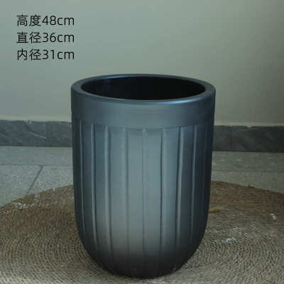 径简约黑色花盆源头景德镇落地工厂花盆大口陶瓷装饰品北欧大号