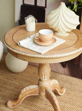 欧式实木茶几复式古圆小圆几小茶桌电话几边几北欧原婚木005B礼美