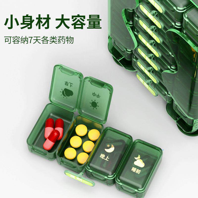 食品级药盒迷你随身一周7天早中晚老人便携药品分装收纳分药盒子