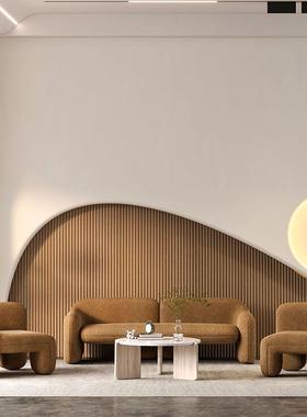 发轻奢创意设师人天鹅绒85511三布简约接待布艺沙羊羔计绒弧形酒