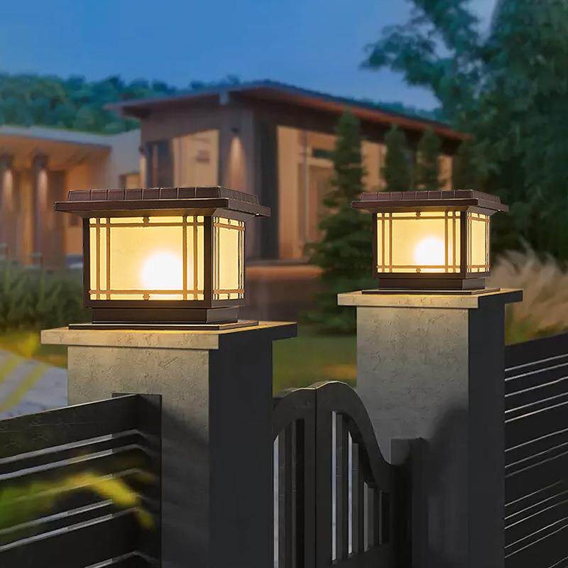 别墅庭院大门户外太阳能柱头灯 围墙围栏室外新中式防水太阳能灯