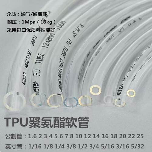 聚氨酯TPU软管2 3 4 5 18 20 25空压机气管英寸管1/8 3/8 1/2 3/4