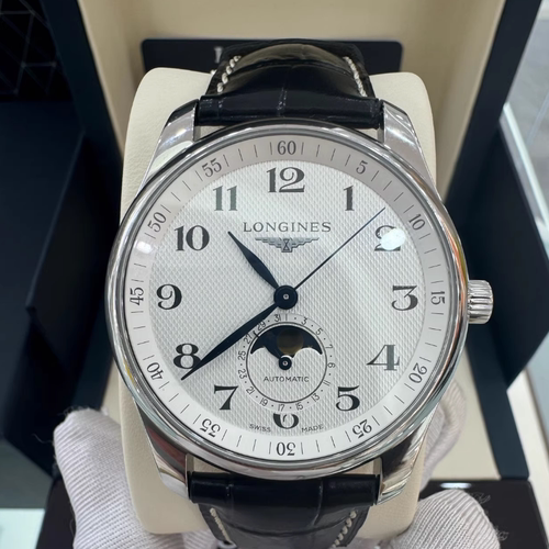 新款盒证9.8新 浪琴名匠精钢自动机械腕表月相男表L2.909.4.78.3