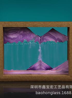 木头相框架流沙画桌面沙漏办公家用礼品摆件3D流沙摆件工艺品