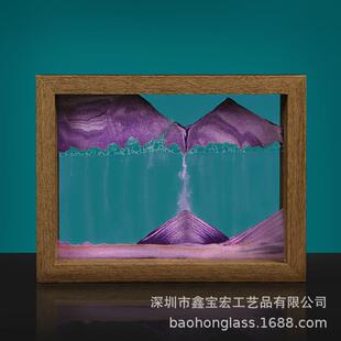 木头相框架流沙画桌面沙漏办公家用礼品摆件3D流沙摆件工艺品