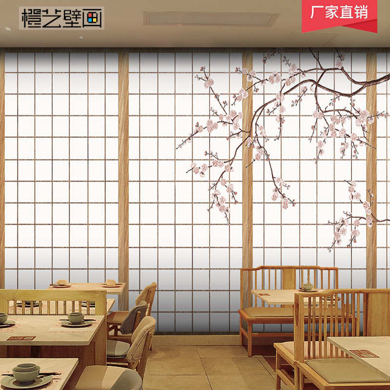 日式和风墙纸复古拉门壁画日料寿司店榻榻米剧本杀主题壁纸3d墙布