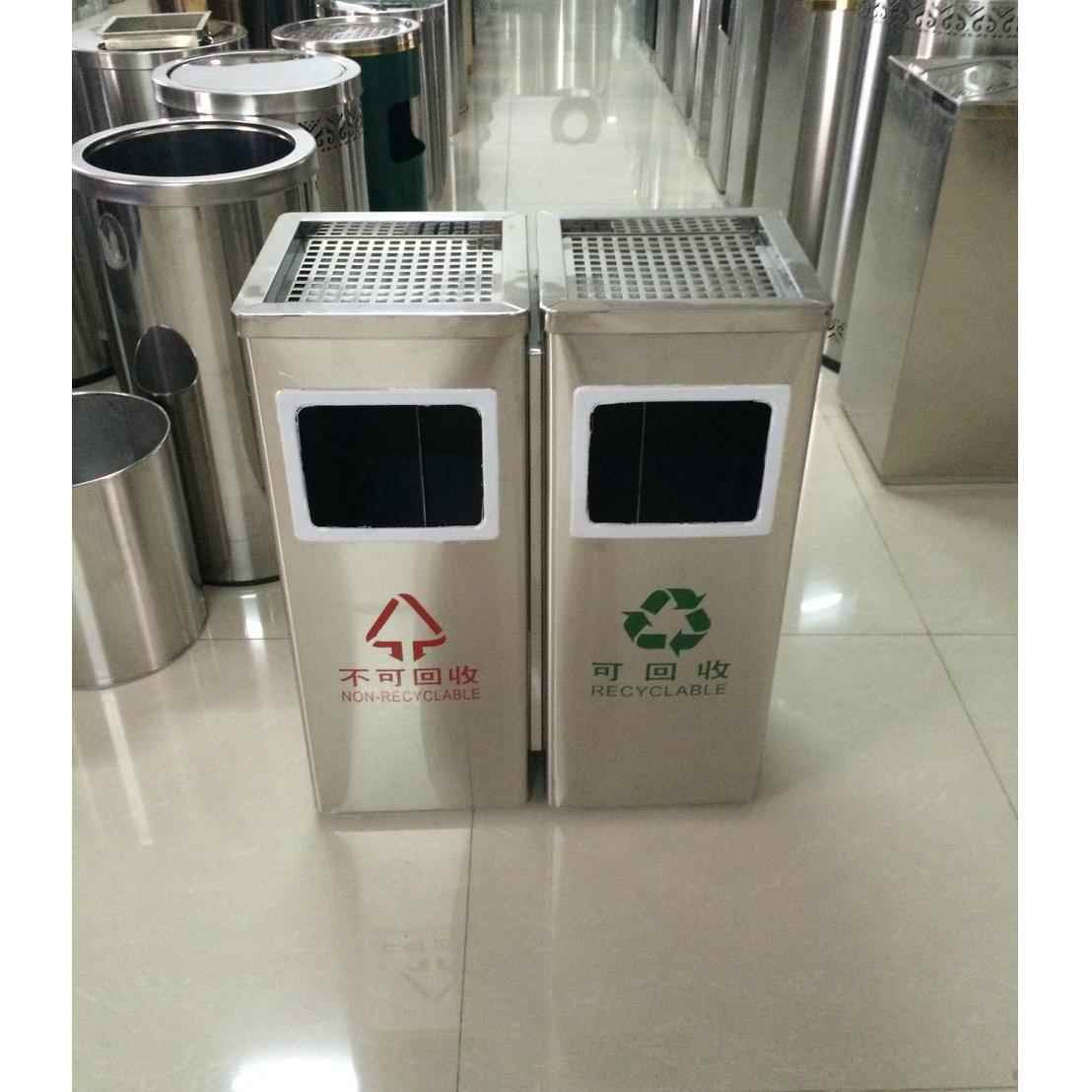 厂家直销商场酒店银行小区物业电梯方形丽格室内分类不锈钢垃圾桶