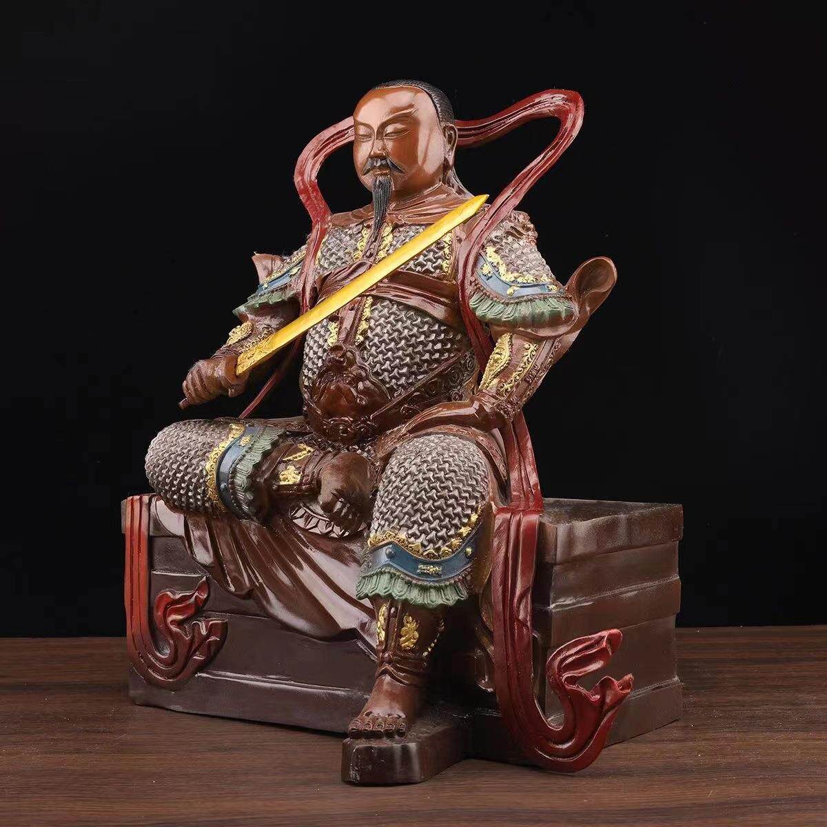 武当山真武祖师摆件纯铜彩绘玄天玄武大帝家用客厅神像祖师爷T