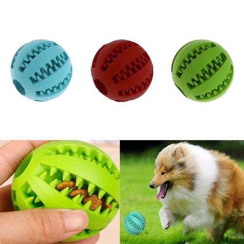 Pet Dog Chew Toy Food Dispenser Ball Bite-Resistant Clean Te