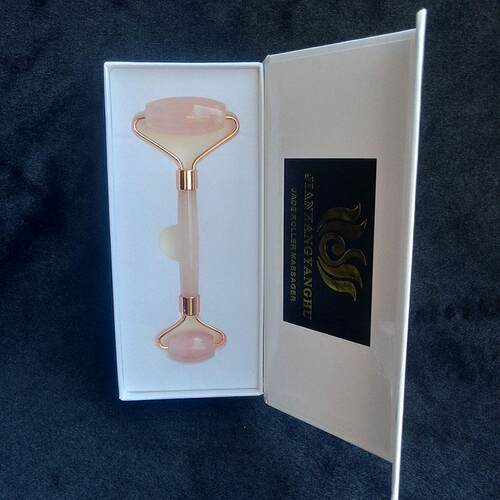 新款粉晶玉石滚脸部按摩静器套装面部颈部音手动玉推轮瘦美容脸按