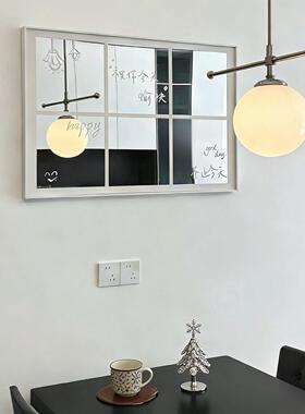 彩色边框假窗镜子挂墙装饰画现代简约高级感饭厅挂画格子玄关壁画