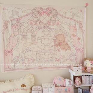 少女心挂毯 少女梦原创设计爱神兔熊挂布可爱背景布床头宿舍装