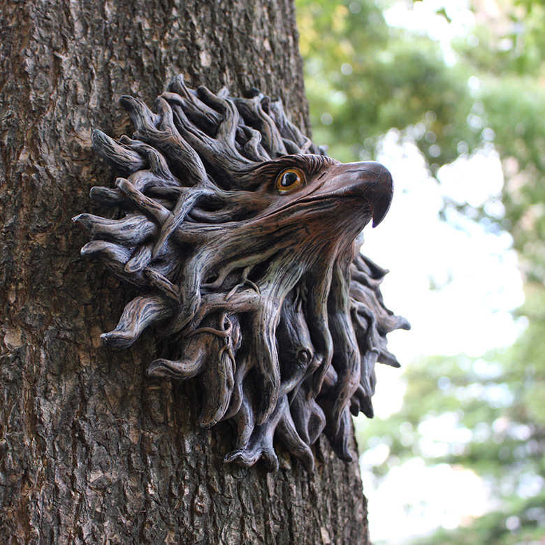 新款现货树根鹰头挂件树挂壁挂花园户外园林树脂仿真动物雕像装饰