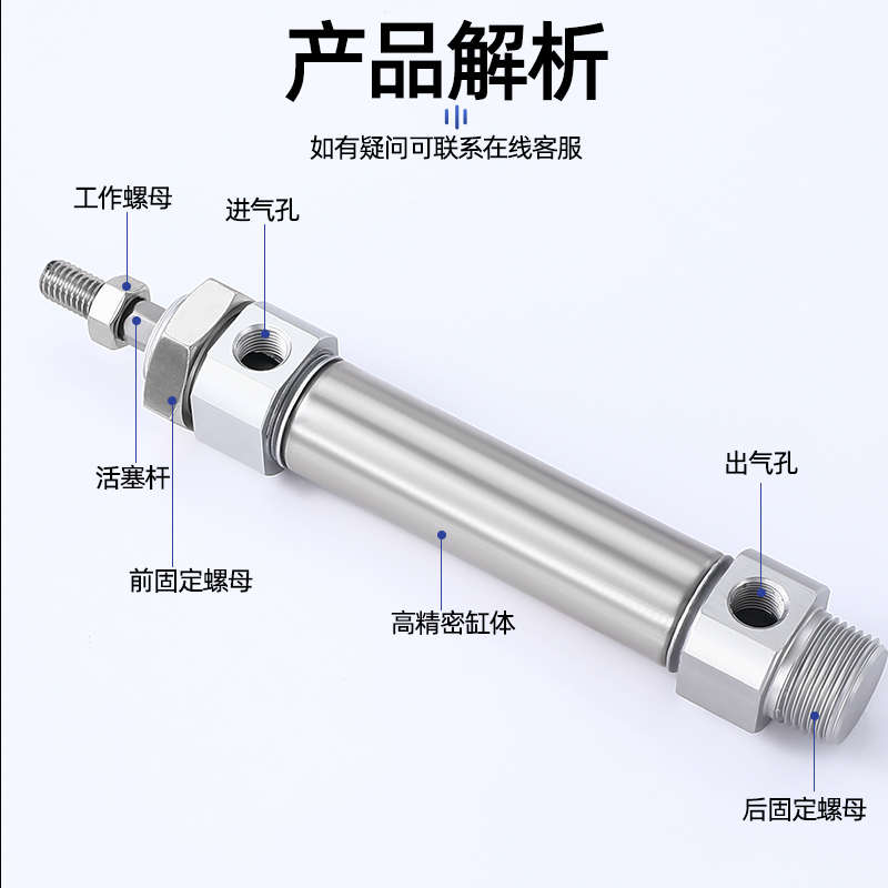 六角气缸不旋转气缸迷你杆六方CDM2KB20/25/32/40-25/50/75/100