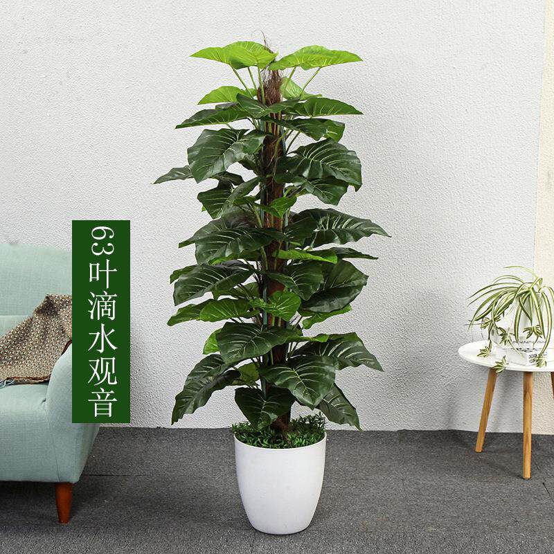 真滴水观音仿-绿萝盆栽大型绿植盆室内客落地栽厅假树塑料花万年
