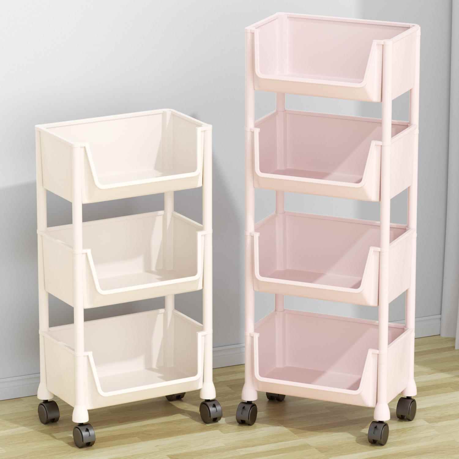 小推车家用零食落地多层收纳置物架客厅书架移动厨房果蔬菜手推车