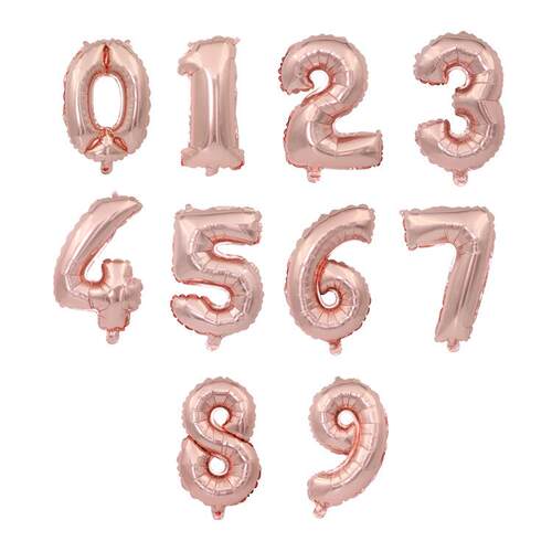 婚庆婚房装饰16寸玫瑰金数字铝箔气球0-9儿童生日派对布置气球