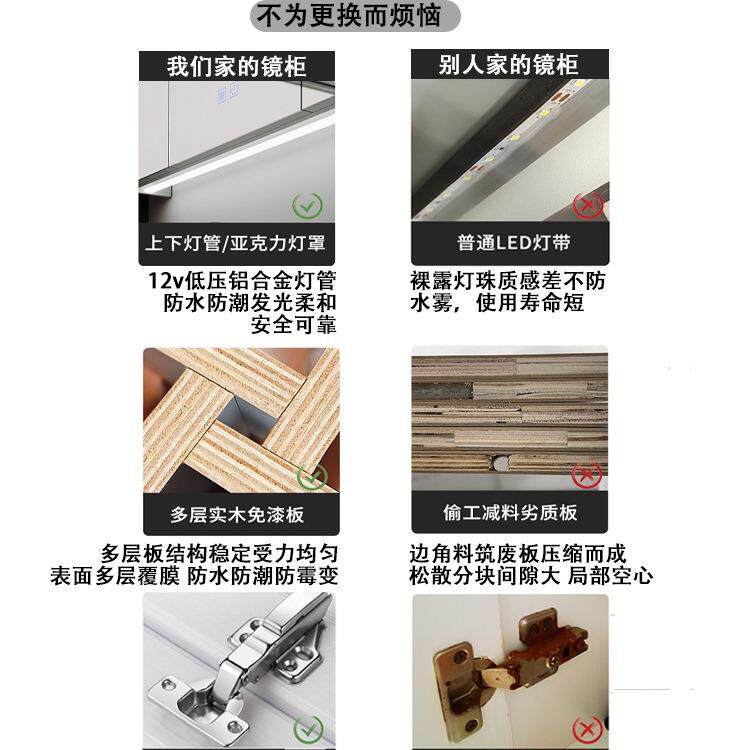 智能浴室镜柜单式独手纳挂墙卫生间浴室镜洗间512镜子置物架收储