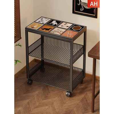 书桌旁小书架可移动桌下书本收纳带轮书柜工位落地桌边文件置物架