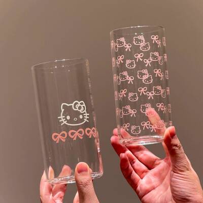 kt猫原创玻璃杯家用喝水杯子果汁杯高颜值创意可爱少女心创意礼物