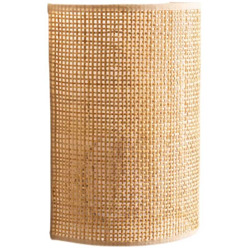 现代简约日式原木风格藤艺手工编织民宿卧室床头壁灯玄关过道灯具