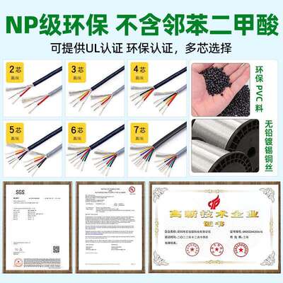 极细屏蔽线2851#34awg2/3/4/5/6/7芯抗干扰信号线 多心缠绕屏蔽线