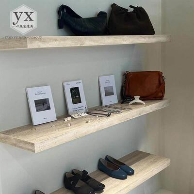 服装店洞石层板架上墙多层鞋包展示架女装店铺饰品衣帽隔板置物架