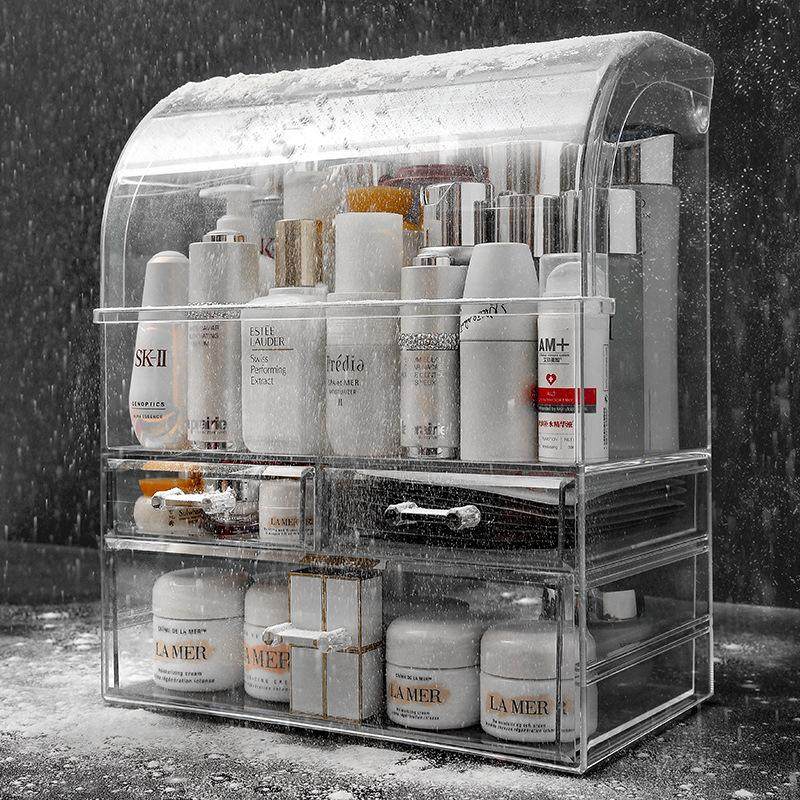 梳妆台护肤化妆品收纳盒桌面置物架家用透明亚克力防尘口红箱超大,收纳整理,首饰盒,淘宝优惠券,粉丝福利购,淘宝优惠卷