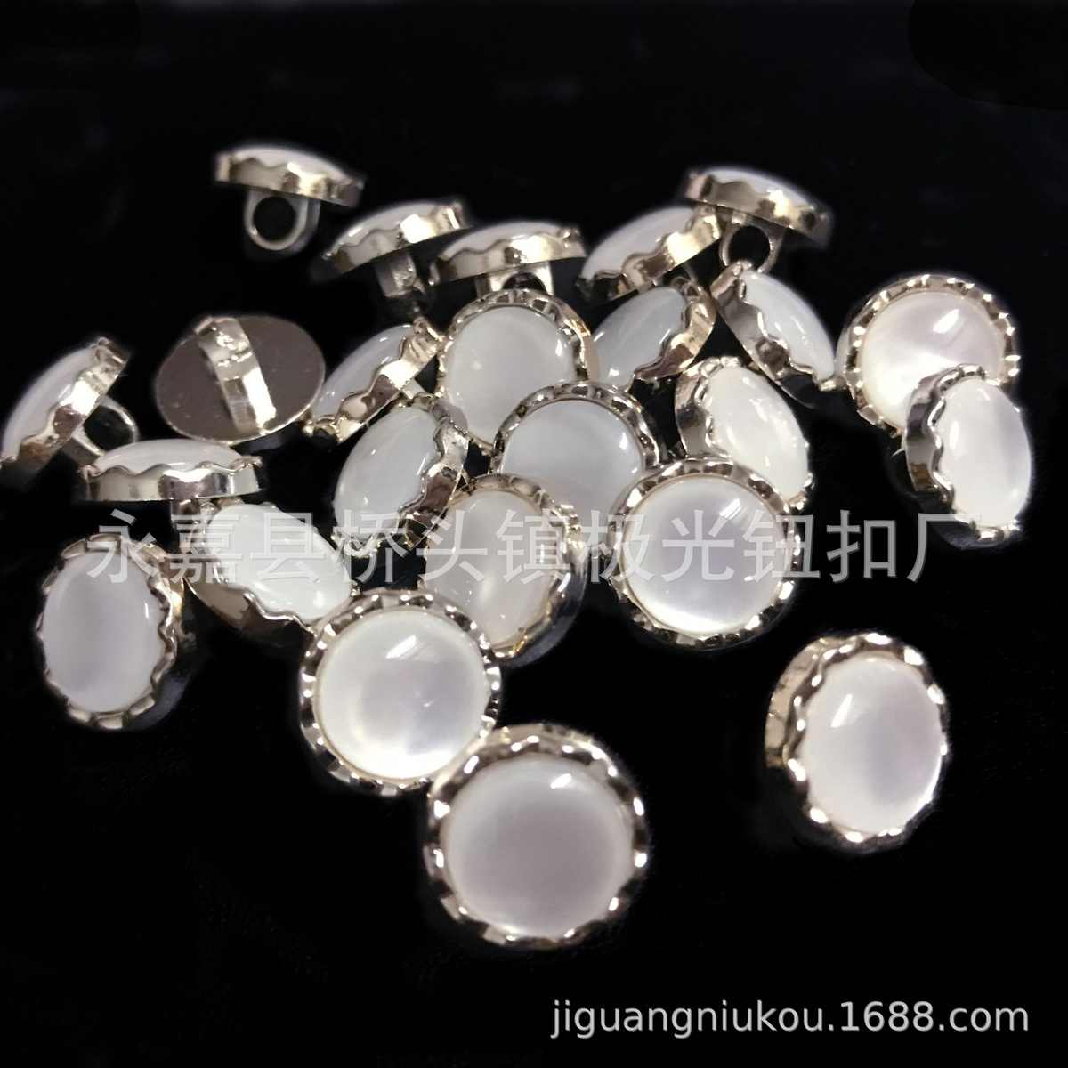 厂家现货 高脚珍珠纽扣 UV玫瑰金色 圆边波浪边麦穗边钮扣 尖头扣