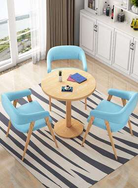 西餐厅火锅店甜品店桌椅组合简约阳台会议室小圆桌现代商用桌椅