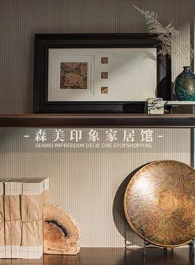 新中式样板间客厅电视柜书柜浮雕装饰画抽象陶瓷摆饰组合搭配陈列