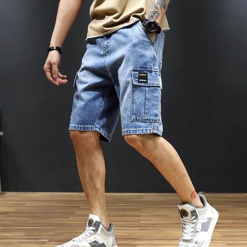 Men's work pants, denim shorts, men's plus size multi