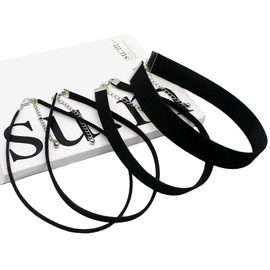 黑色锁骨链女高级感颈链简约气质皮绳项链，短款choker项圈日常颈带
