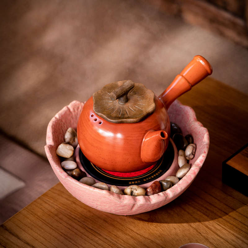 柿事如意围炉煮茶壶罐罐茶烤奶茶侧把壶碳火煮茶炉明火干烧煮茶器