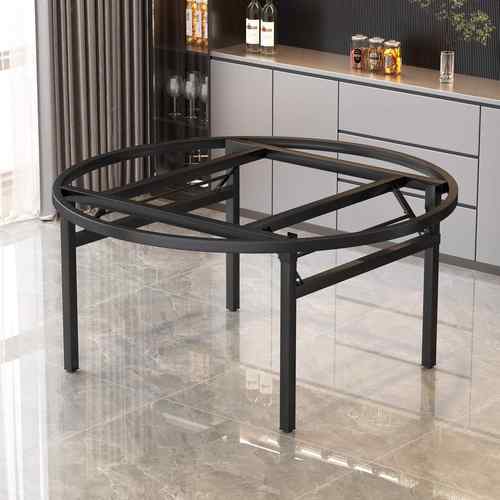 圆桌腿支架可折叠加厚铁艺圆形餐桌腿支撑架酒店饭店大圆桌面底座