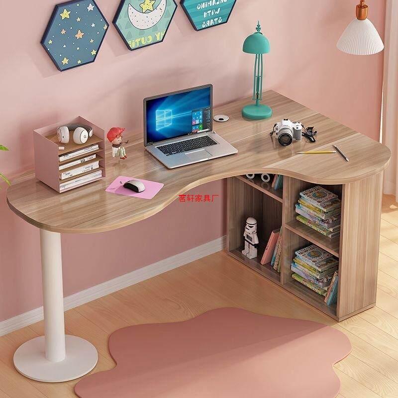 家用转角弧形桌简约结实现代台式电脑桌书桌书柜组合办公桌诊疗桌