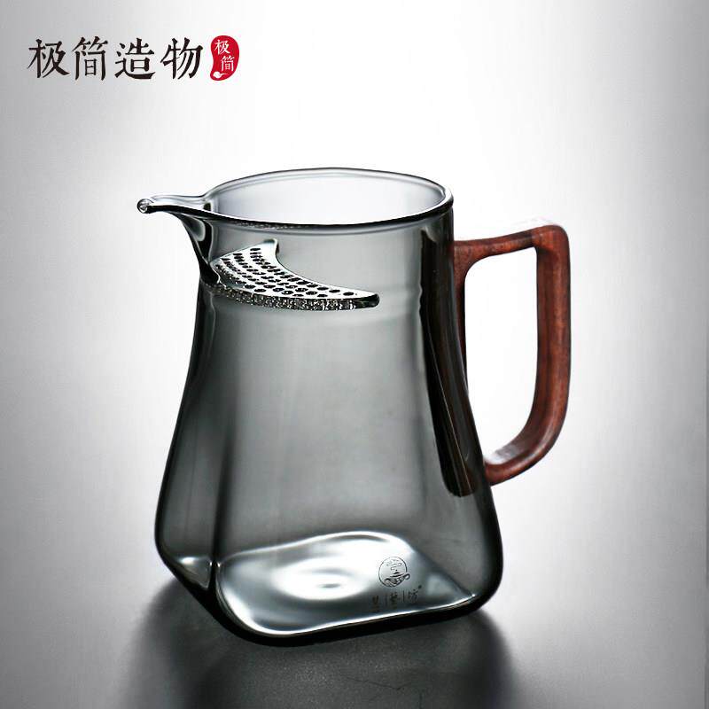 加厚四方高档月牙壶茶漏过滤一体玻璃泡茶壶分茶器茶水分离公道杯