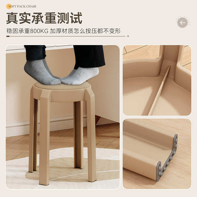 椅子客厅圆凳北欧高加厚简约包塑料板凳餐桌凳子家用可软塑胶叠放,收纳整理,收纳凳,淘宝优惠券,粉丝福利购,淘宝优惠卷